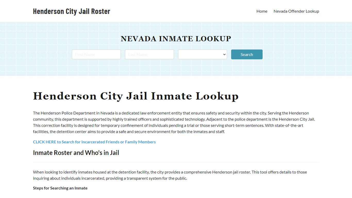Henderson Police Department & City Jail, NV Inmate Roster, Arrests ...